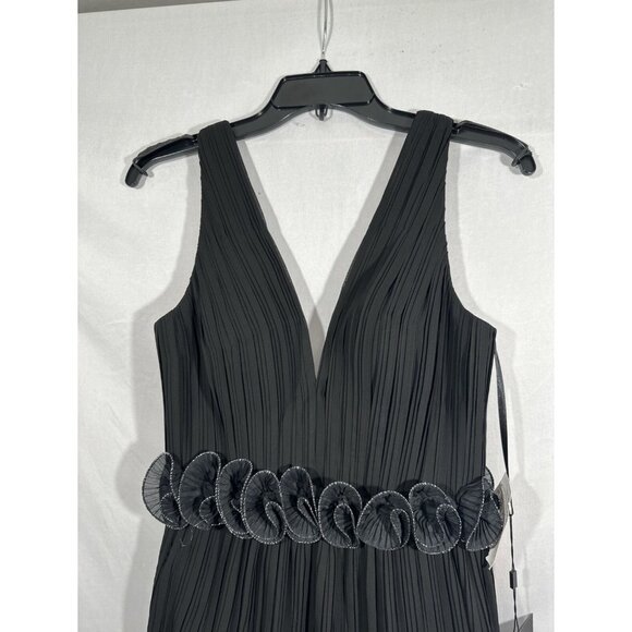 NWT $398 IEENA Mac Duggal [ 4 ] Rosette Ruffle Layered Rosette Dress Gown black‎ - Picture 10 of 14